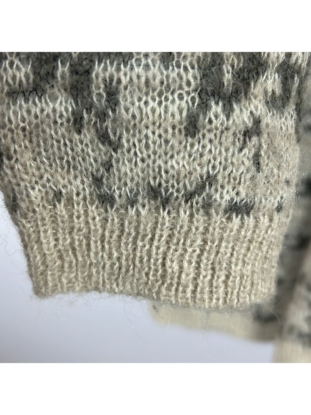 Cynthia Rowley Alpaca Blend Houndstooth Open Front Cardigan Sweater Medium Grey - Picture 8 of 13